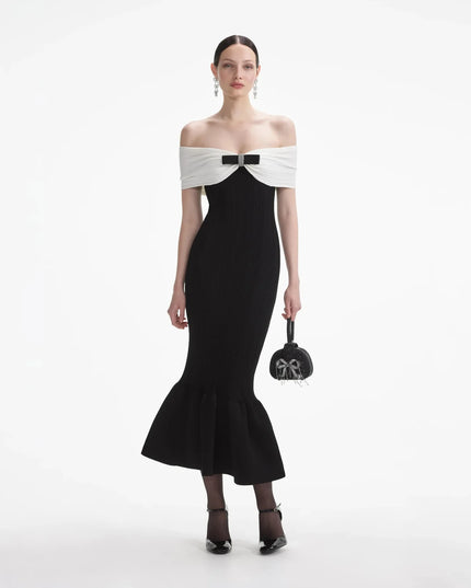 Black & White Off-Shoulder Mermaid Dress