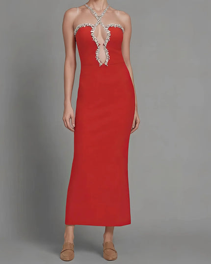Ruby Crystal Embellished Maxi Dress