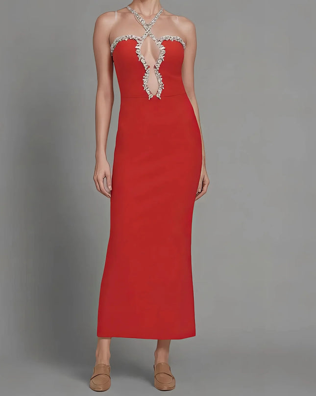 Ruby Crystal Embellished Maxi Dress
