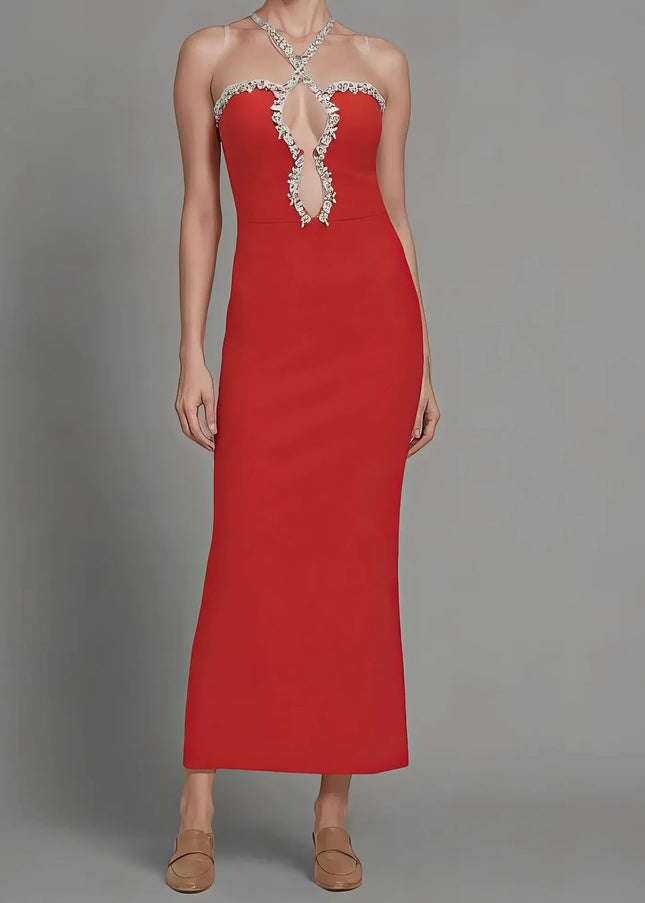 Ruby Crystal Embellished Maxi Dress