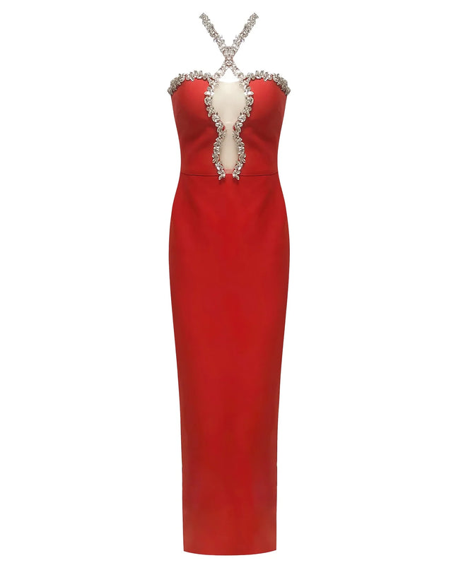 Ruby Crystal Embellished Maxi Dress