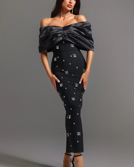 The Starburst Sequin Off-Shoulder Maxi Dress