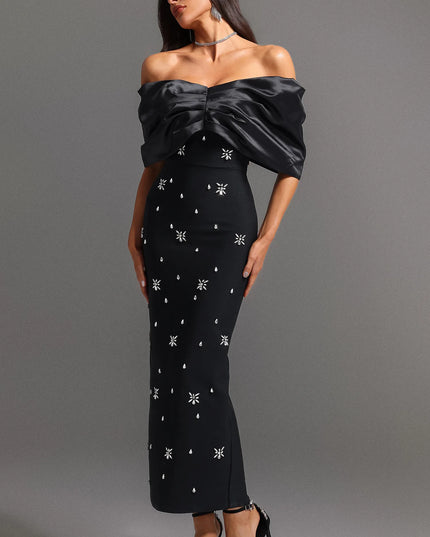 The Starburst Sequin Off-Shoulder Maxi Dress