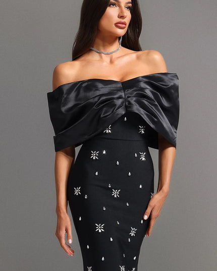 The Starburst Sequin Off-Shoulder Maxi Dress