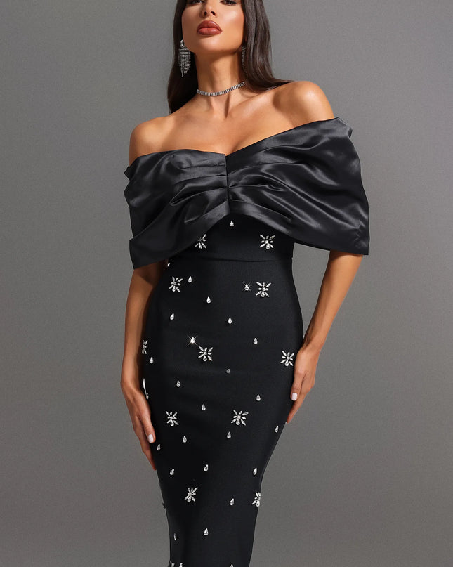 The Starburst Sequin Off-Shoulder Maxi Dress