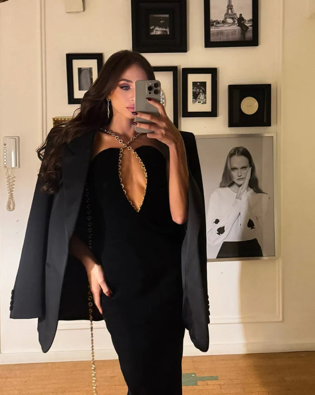The Gilded Abyss Backless Gown