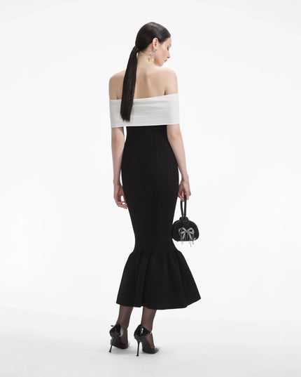 Black & White Off-Shoulder Mermaid Dress