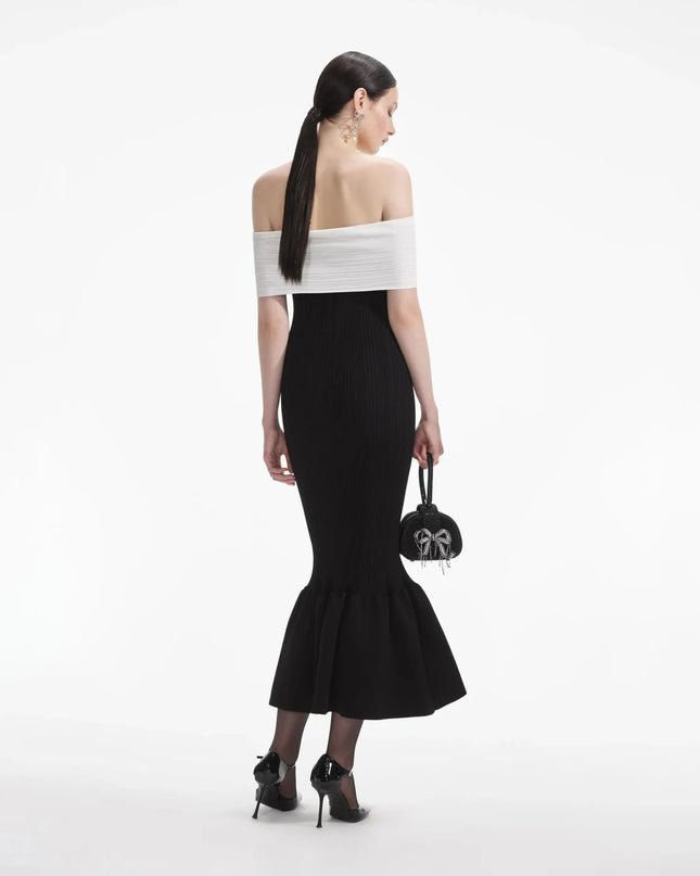 Black & White Off-Shoulder Mermaid Dress