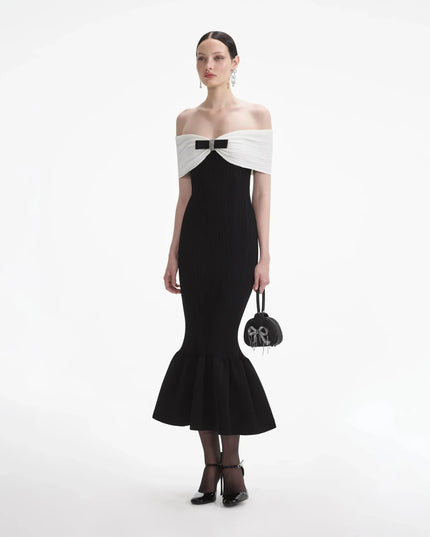Black & White Off-Shoulder Mermaid Dress