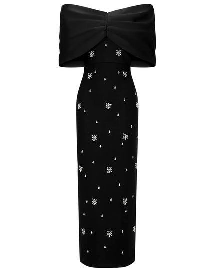 The Starburst Sequin Off-Shoulder Maxi Dress