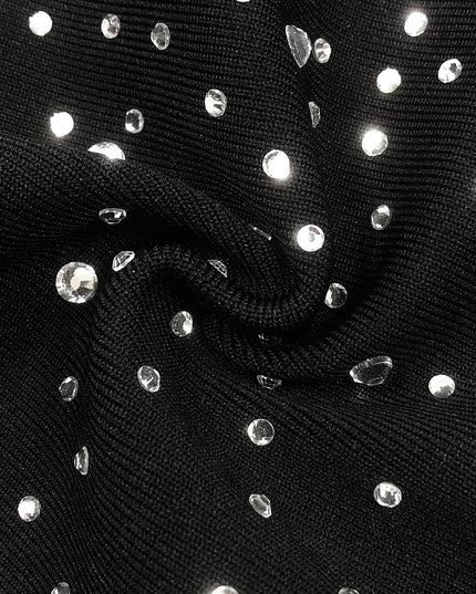 Sparkle-Stripe Bandage Maxi Dress with Crystal Collar