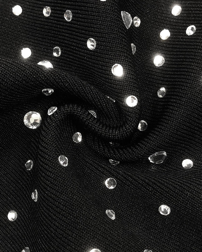 Sparkle-Stripe Bandage Maxi Dress with Crystal Collar