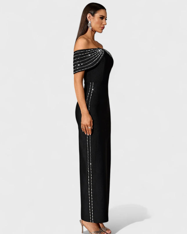 Diamanté Drape Maxi Dress