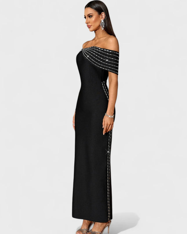 Diamanté Drape Maxi Dress