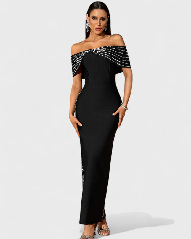 Diamanté Drape Maxi Dress