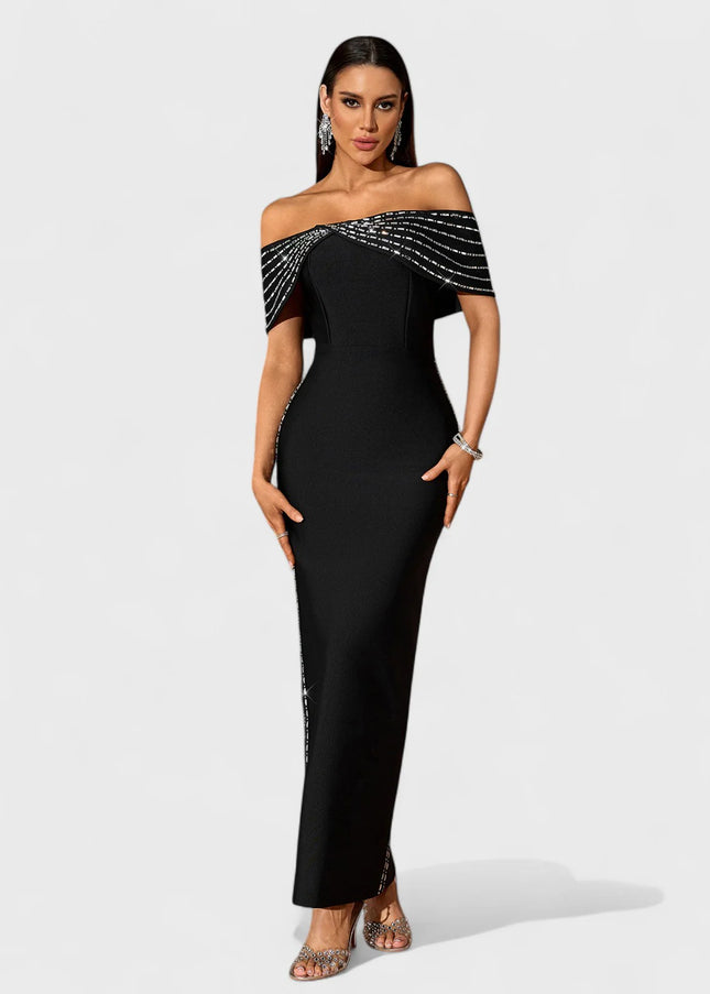 Diamanté Drape Maxi Dress