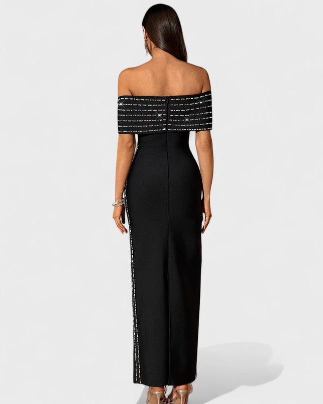 Diamanté Drape Maxi Dress