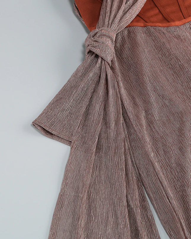 The Aurora Copper Corset Maxi Dress