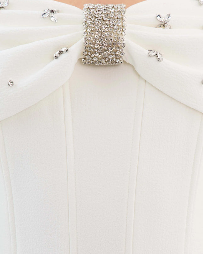 Ivory Glamour Off-Shoulder Midi Dress