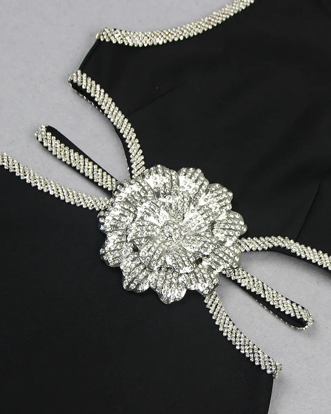 Midnight Bloom Cut-Out Mini Dress