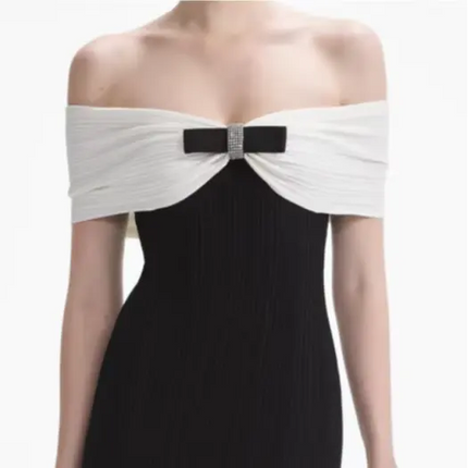Black & White Off-Shoulder Mermaid Dress