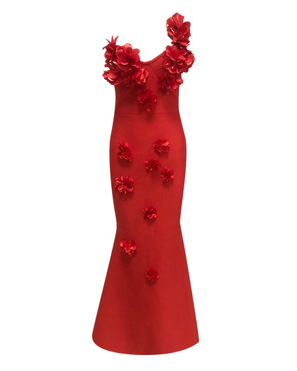 Scarlet Floral Mermaid Gown