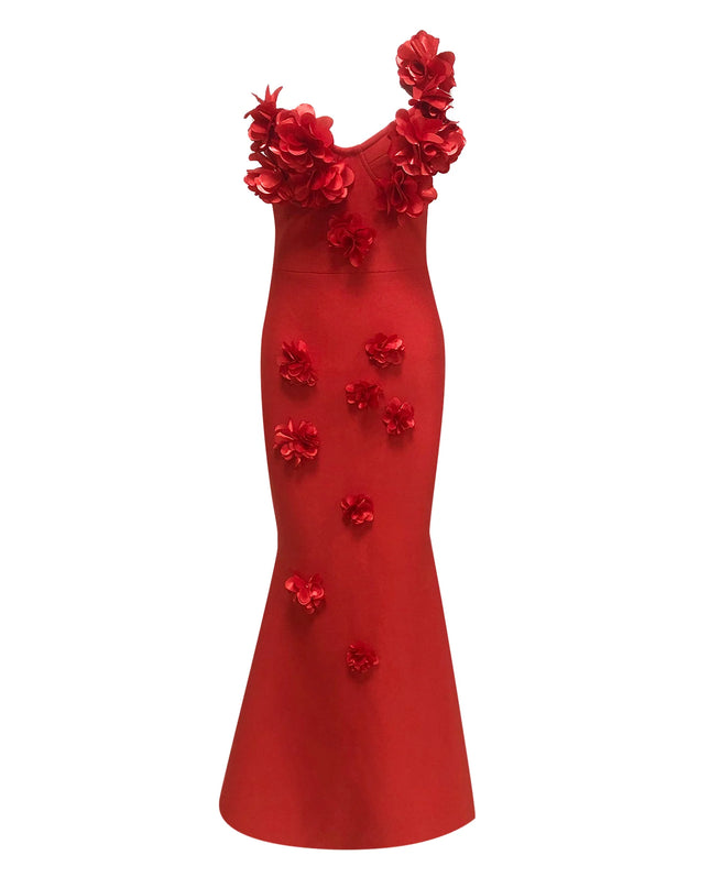 Scarlet Floral Mermaid Gown