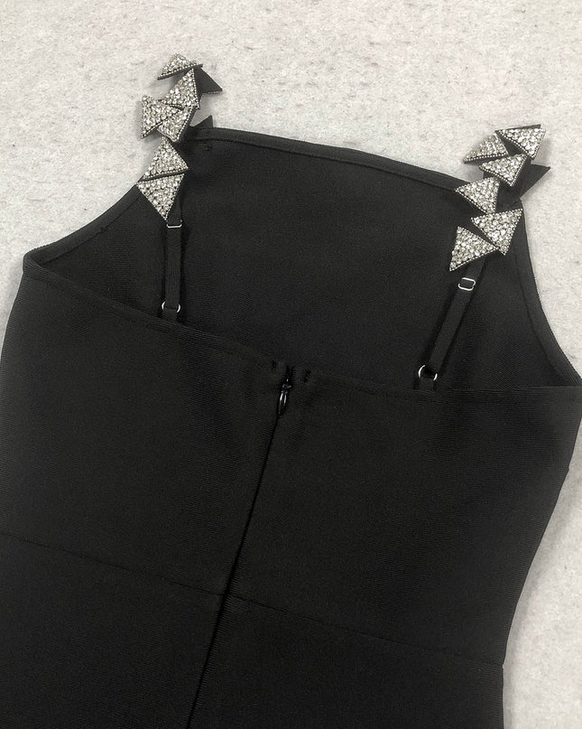 Crystal Triangle-Embellished Cocktail Dress
