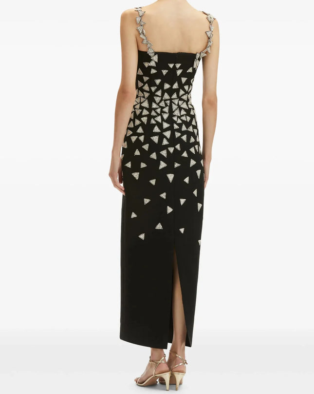 Crystal Triangle-Embellished Cocktail Dress