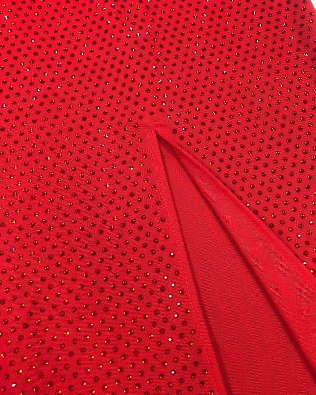 Scarlet Starlight Halter Gown with 3D Floral Collar