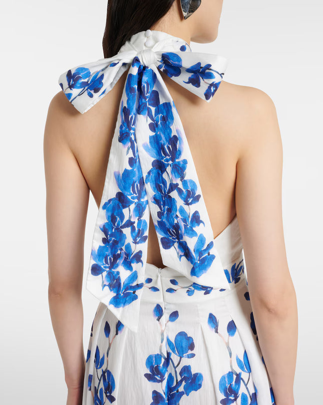 Azure Bloom Halterneck Maxi Dress
