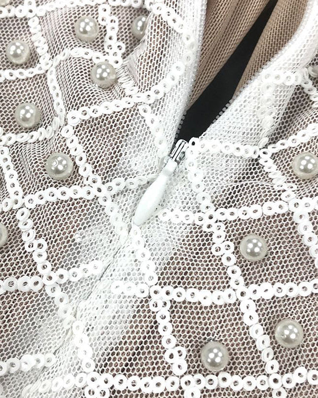 The Diamond Mesh Plunge Mini Dress