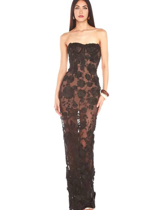 The Black Rose Bustier Maxi Dress