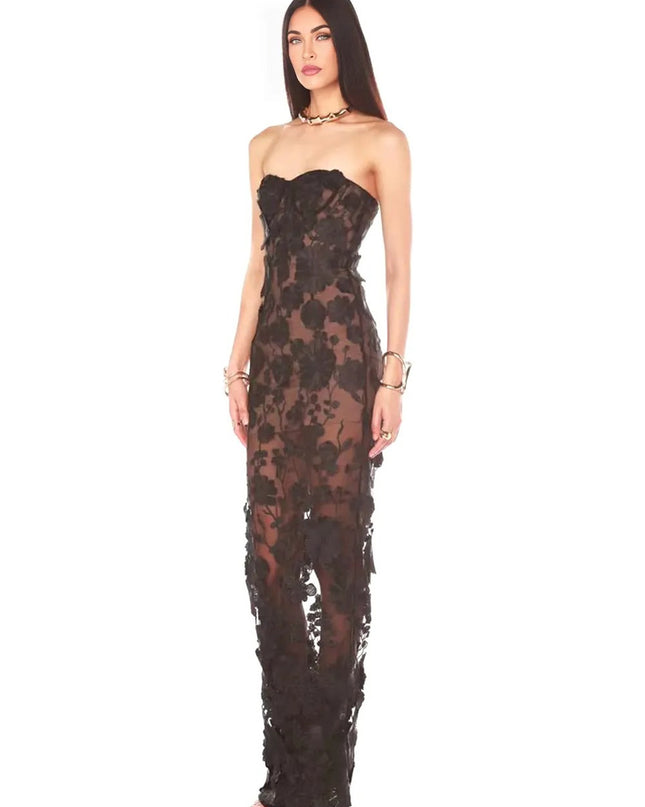 The Black Rose Bustier Maxi Dress
