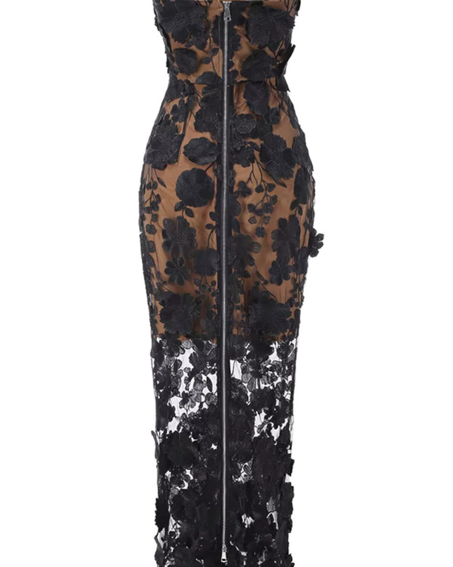 The Black Rose Bustier Maxi Dress
