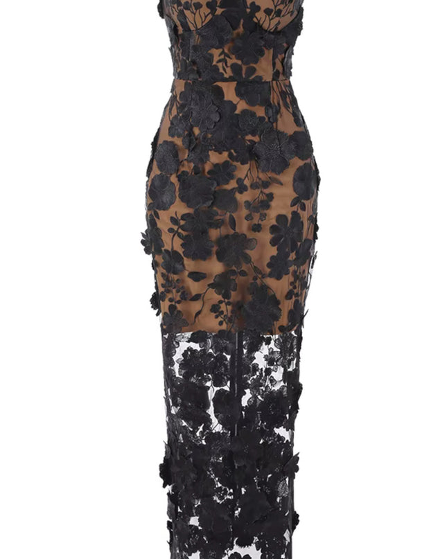 The Black Rose Bustier Maxi Dress