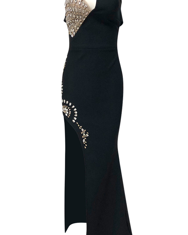 Midnight Sparkle Strapless Formal Gown