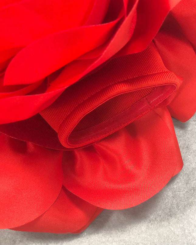 Crimson Bloom Strapless Mermaid Gown