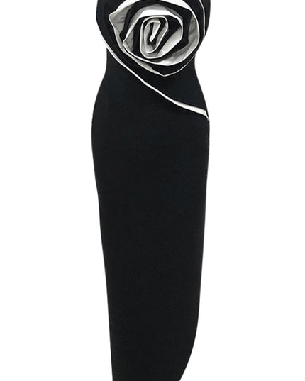 Dramatic Rose Strapless Maxi Dress with High Slit