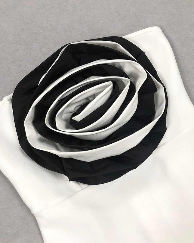Structured Rose Black Tie Dress