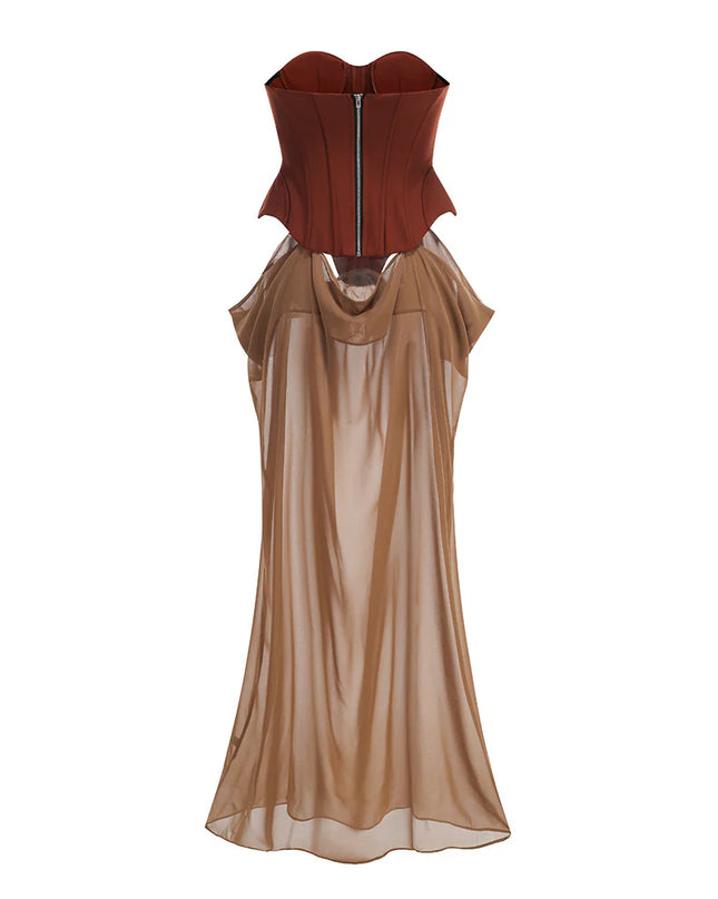 Terra Cotta Siren Corset Maxi Gown