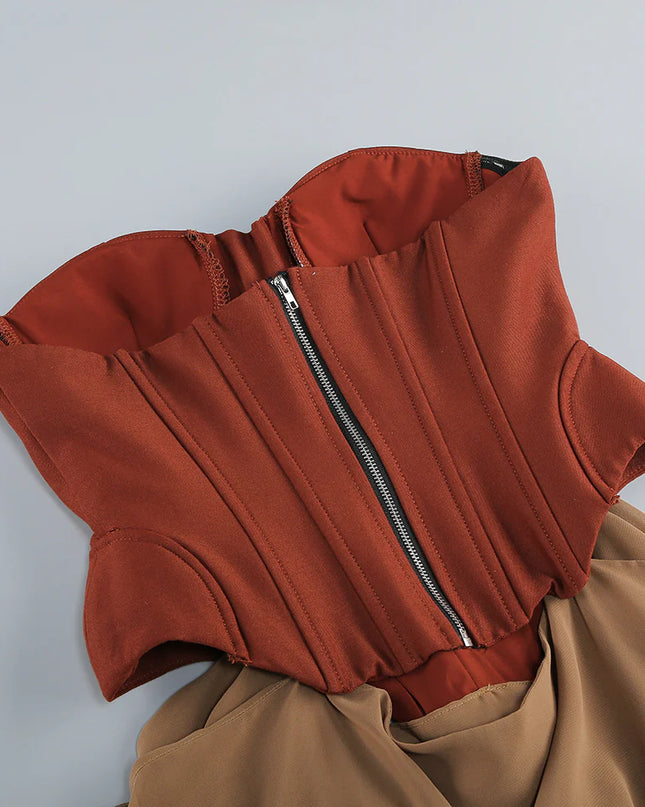 Terra Cotta Siren Corset Maxi Gown