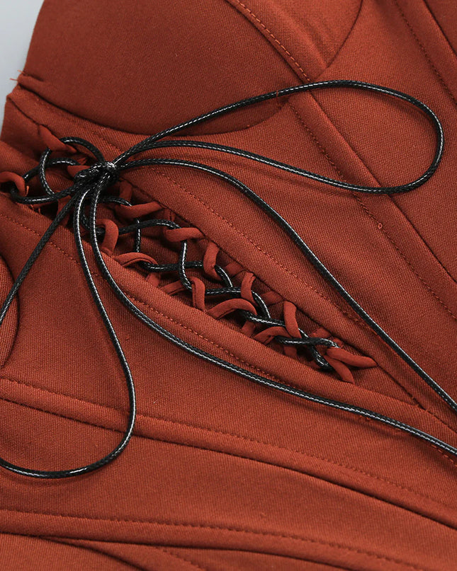 Terra Cotta Siren Corset Maxi Gown