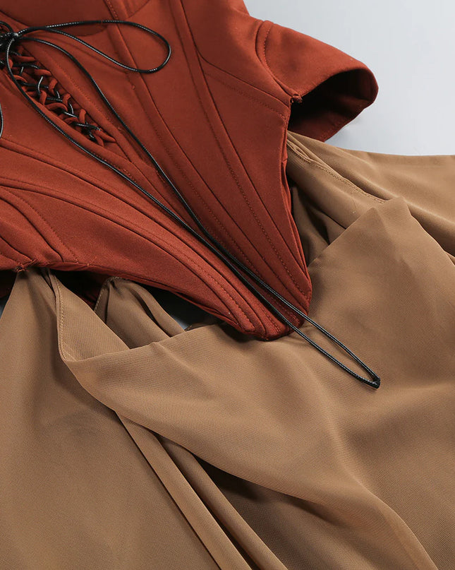 Terra Cotta Siren Corset Maxi Gown