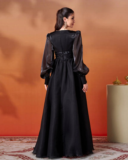 Midnight Majesty Embellished Organza Gown