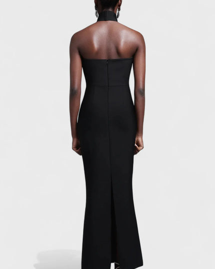 Crystal-Embellished Strapless Mesh Cut-Out Maxi Dress