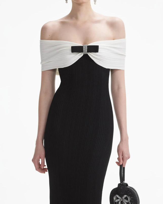 Black & White Off-Shoulder Mermaid Dress