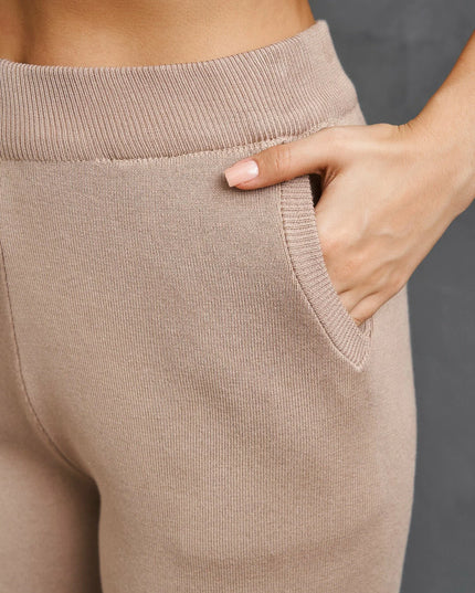 The Cozy Chic Knit Tri-Set: Tan Cardigan, V-Neck Tank & Wide-Leg Pants