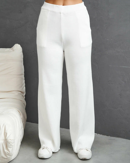 The Monochromatic Chic Knit Lounge Set: Cardigan, Tank & Wide-Leg Pants