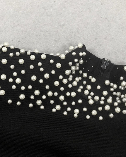 Gala Glamour Pearl Cut-Out Maxi Dress